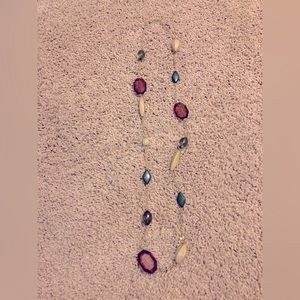 Long Earth-tone (Greens and Browns) Gems Necklace